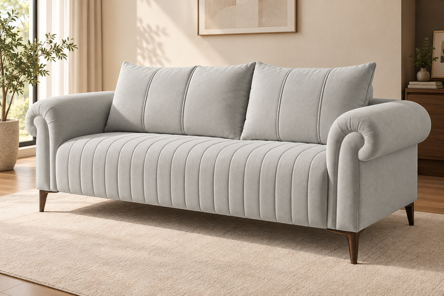 Rocar 3 Seater Fabric Sofa - Bone Beige