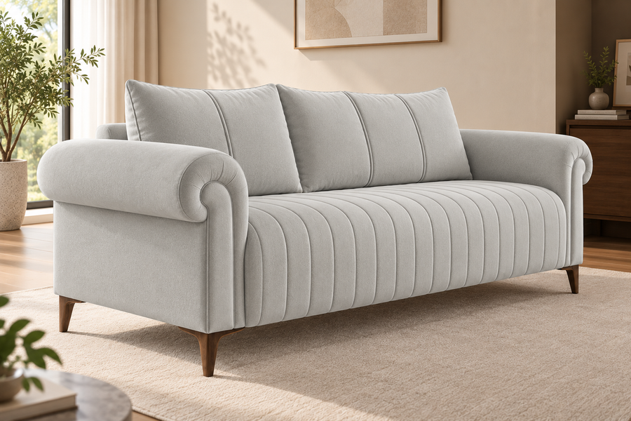 Rocar 3 Seater Fabric Sofa - Bone Beige