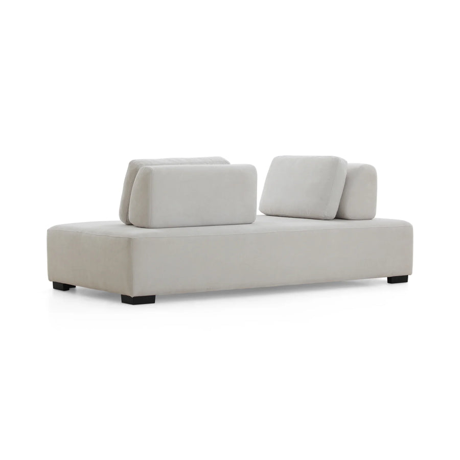 Freya Velvet Fixed Back Chaise Lounger In Concrete Grey Colour - Febonic Living