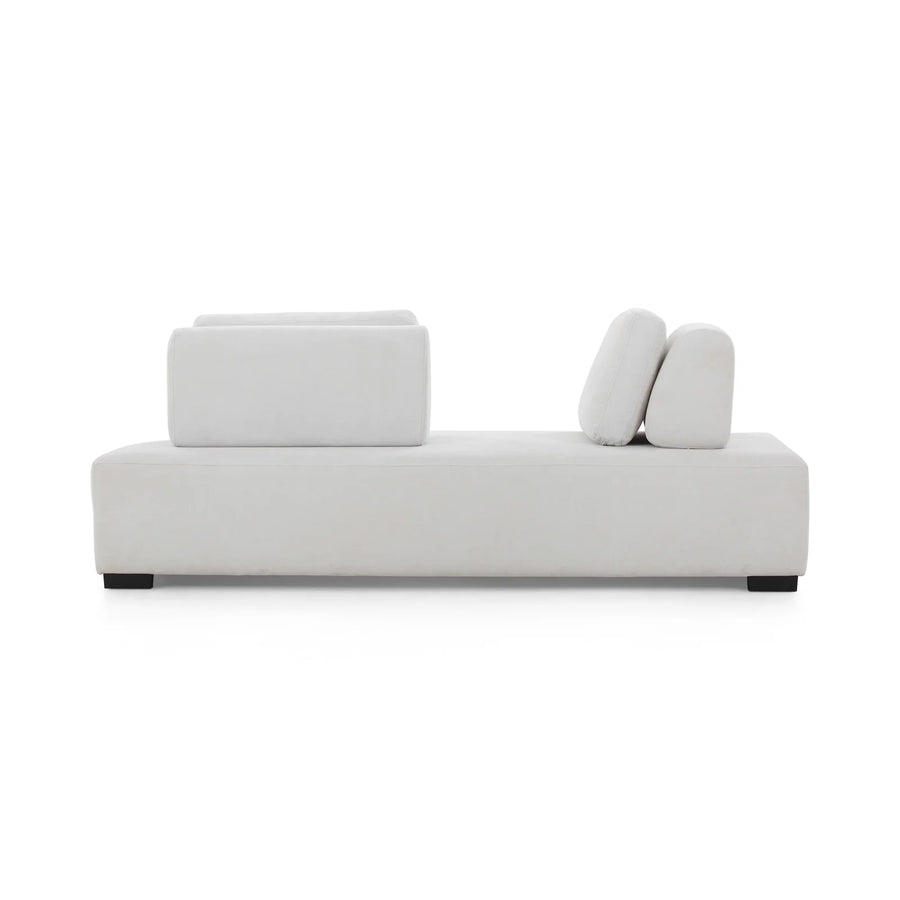 Freya Velvet Fixed Back Chaise Lounger In Concrete Grey Colour - Febonic Living