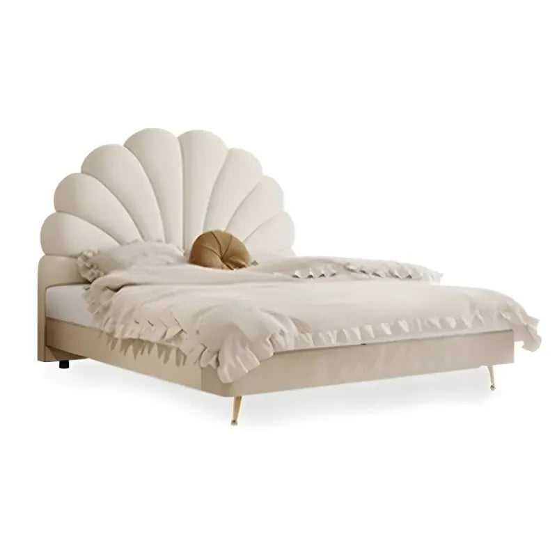 Clara Velvet King Size Bed - Warm White
