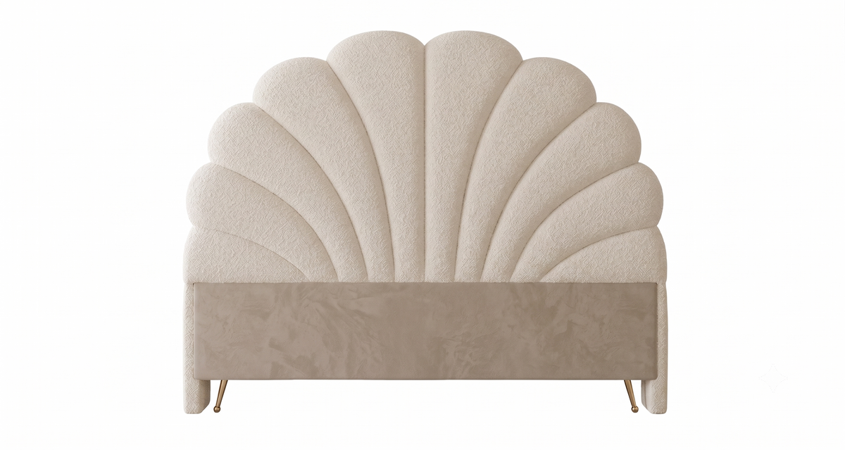 Clara Velvet King Size Bed - Warm White