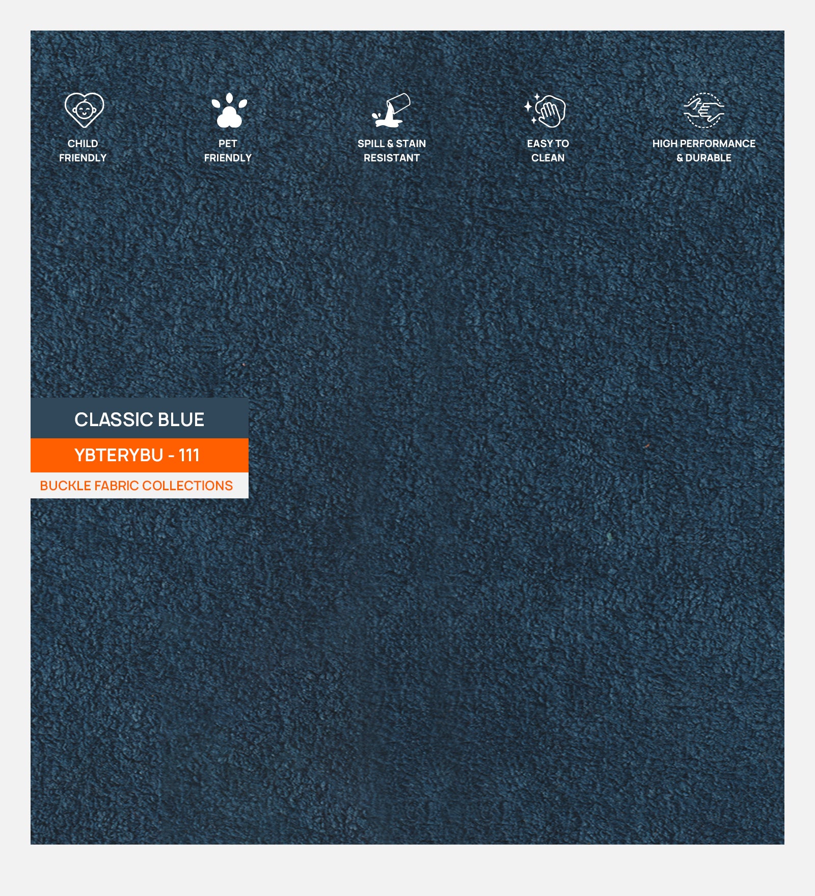 Classic Blue Plain Poly Cotton Buckle Fur Fabric