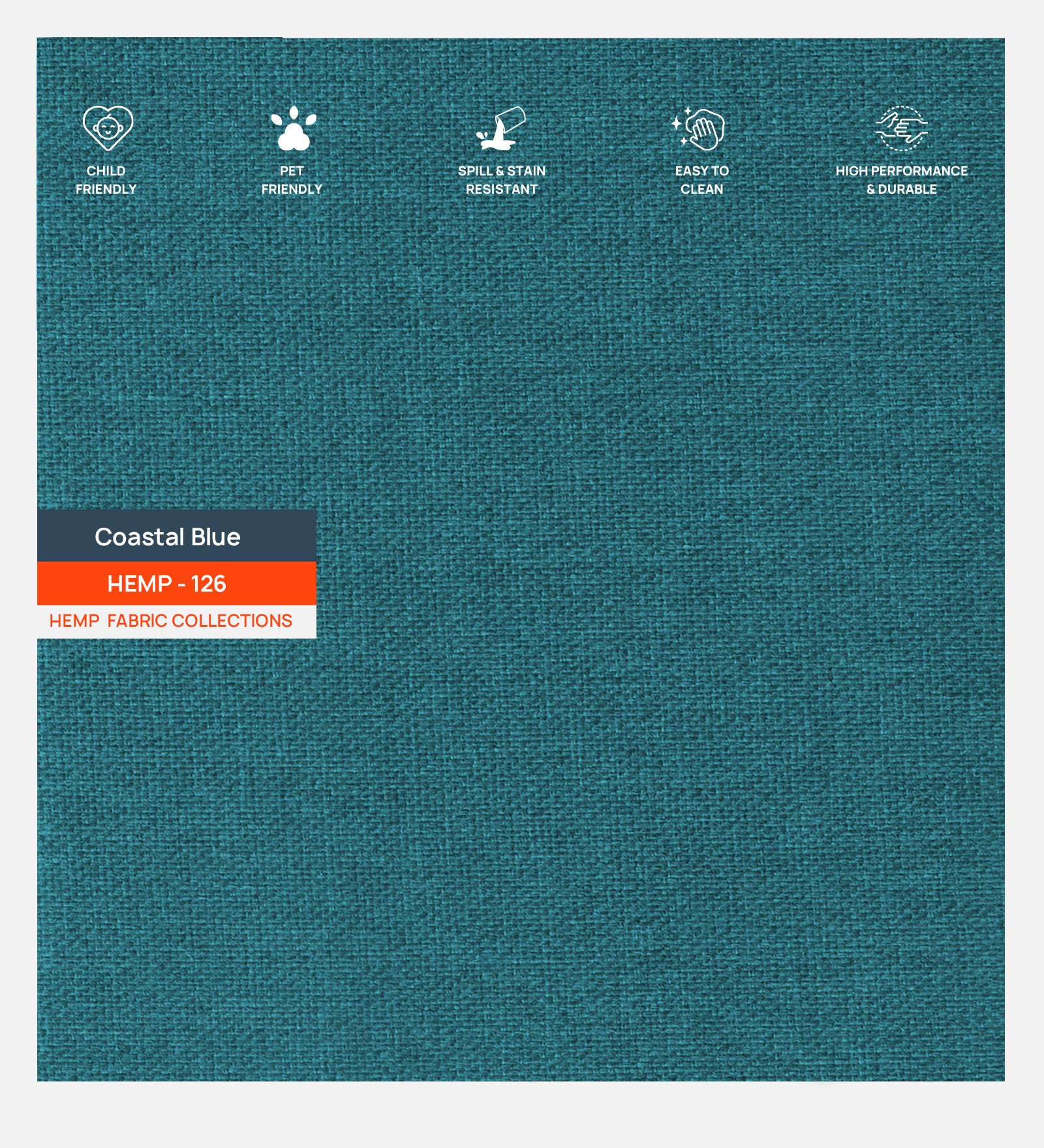 Polycotton Hemp Fabric Coastal Blue 126 Code - Febonic Living