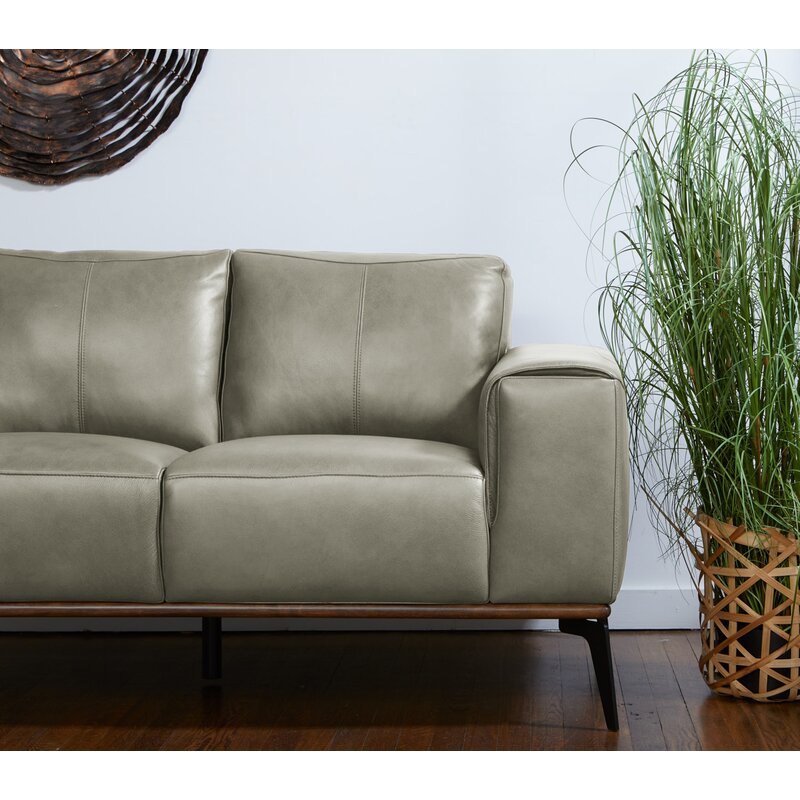 Conley Leatherette 3 Seater Sofa In Ash Green Colour