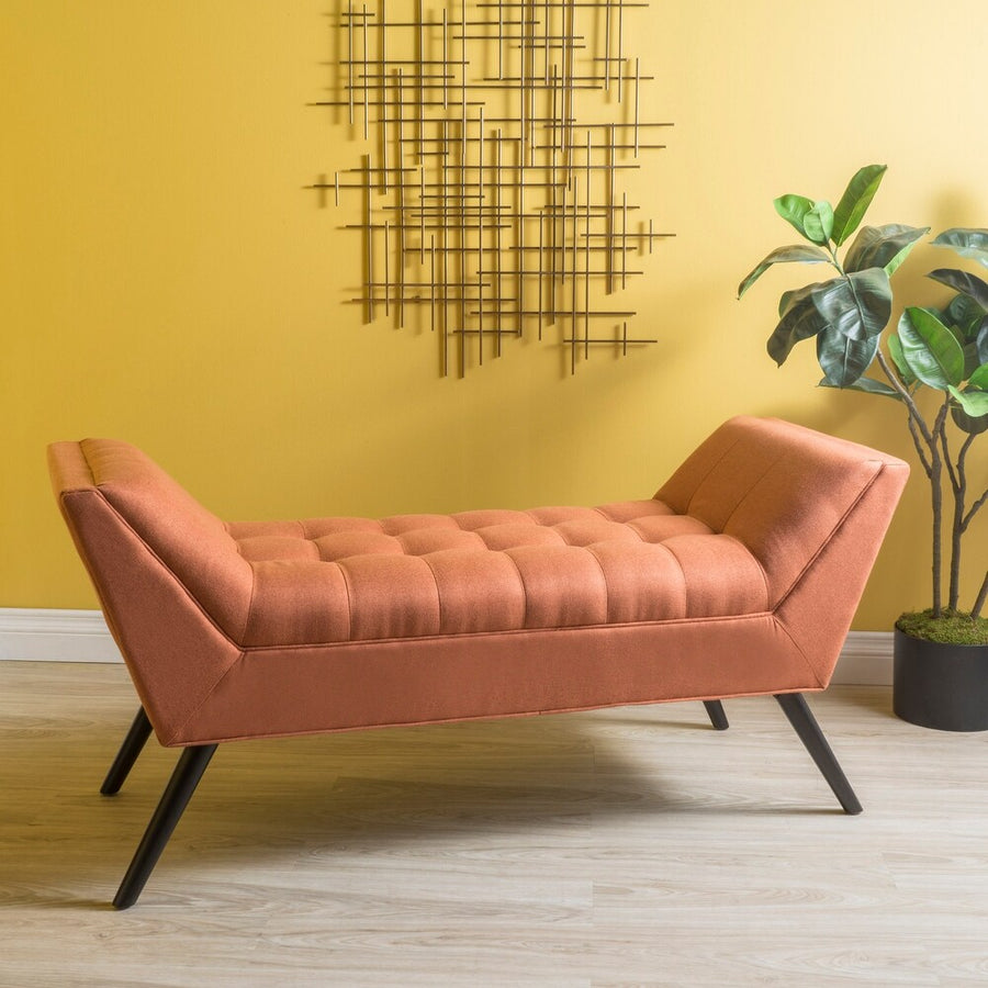 Madrid Fabric 2 Seater Recamier In Vivid Orange Colour - Febonic Living