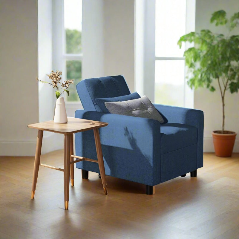 Puppy  1 Seater Pull Out  Cum Bed Fabric Sofa - Light Blue by Febonic Living