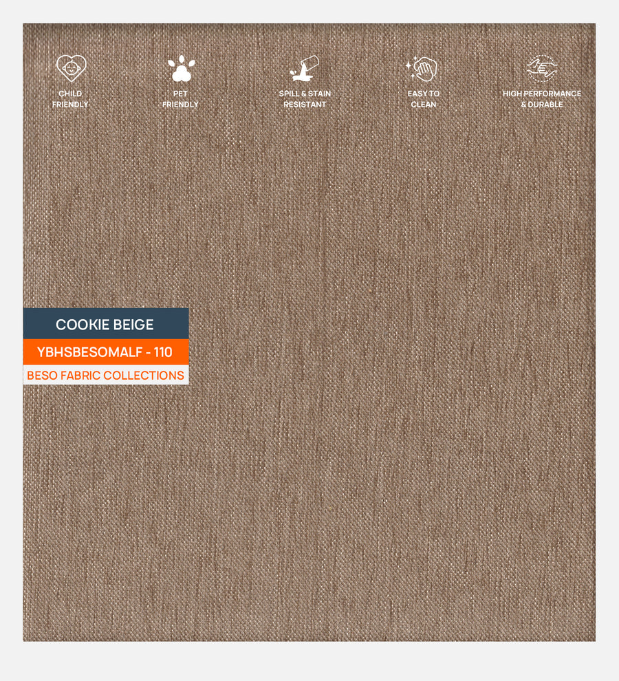 Isko Fabric Upholstered Single Size Bed In Cookie Beige Colour With Box Storage - Febonic Living