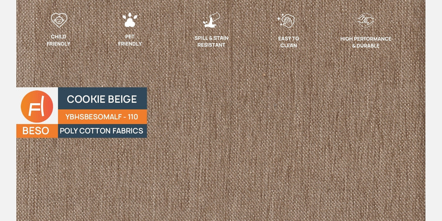 Benjamin Fabric 3 Seater Sofa In Cookie Beige Colour - Febonic Living
