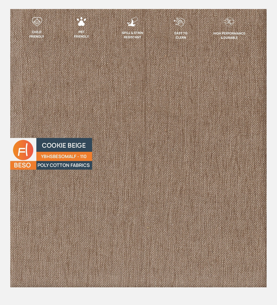 Mario Fabric 1 Seater Sofa In Cookie Beige Colour - Febonic Living