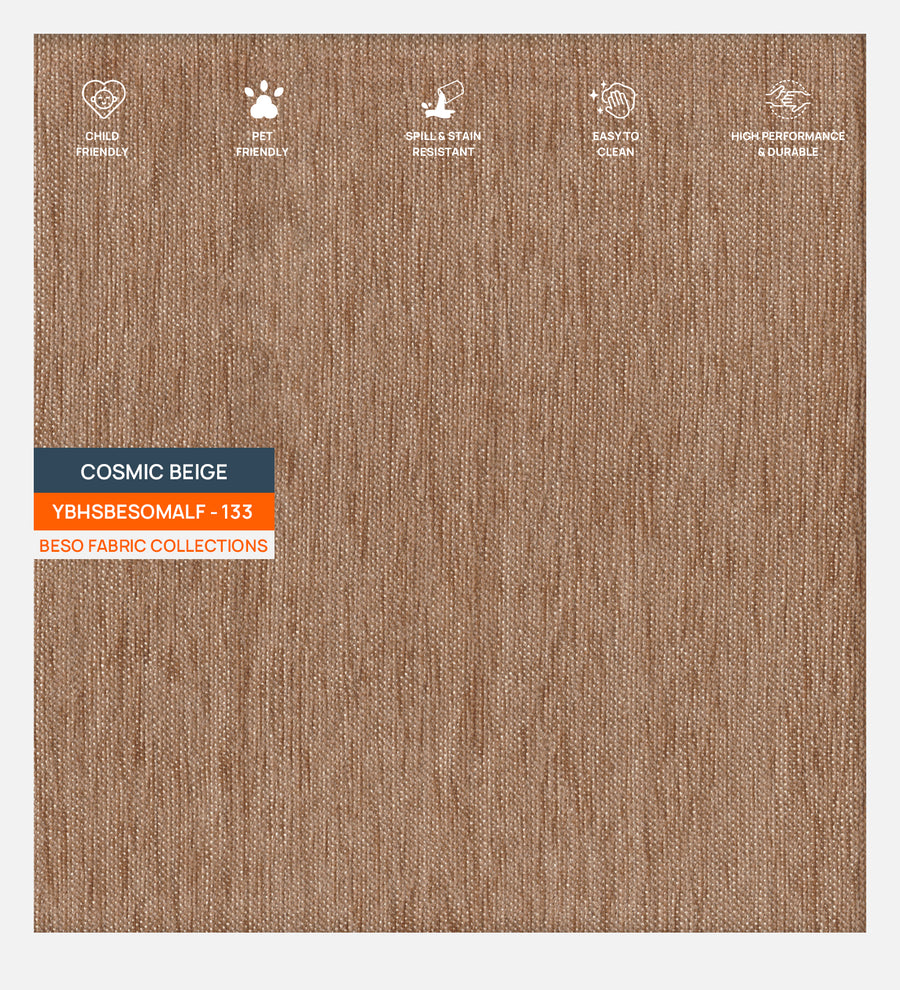 Isko Fabric Upholstered Single Size Bed In Cosmic Beige Colour With Box Storage - Febonic Living