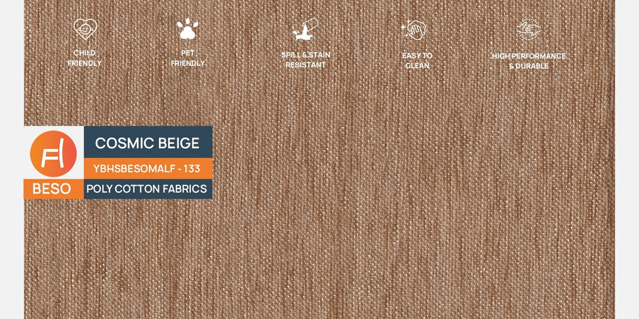 Benjamin Fabric 3 Seater Sofa In Cosmic Beige Colour - Febonic Living