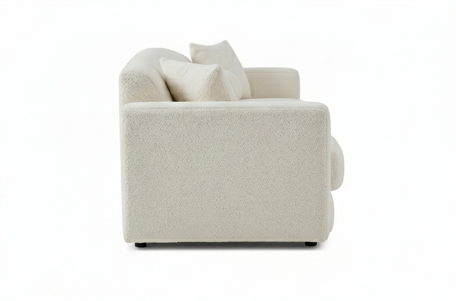 Cosmo 4 Seater Curved Boucle Fabric Sofa - Boucle White