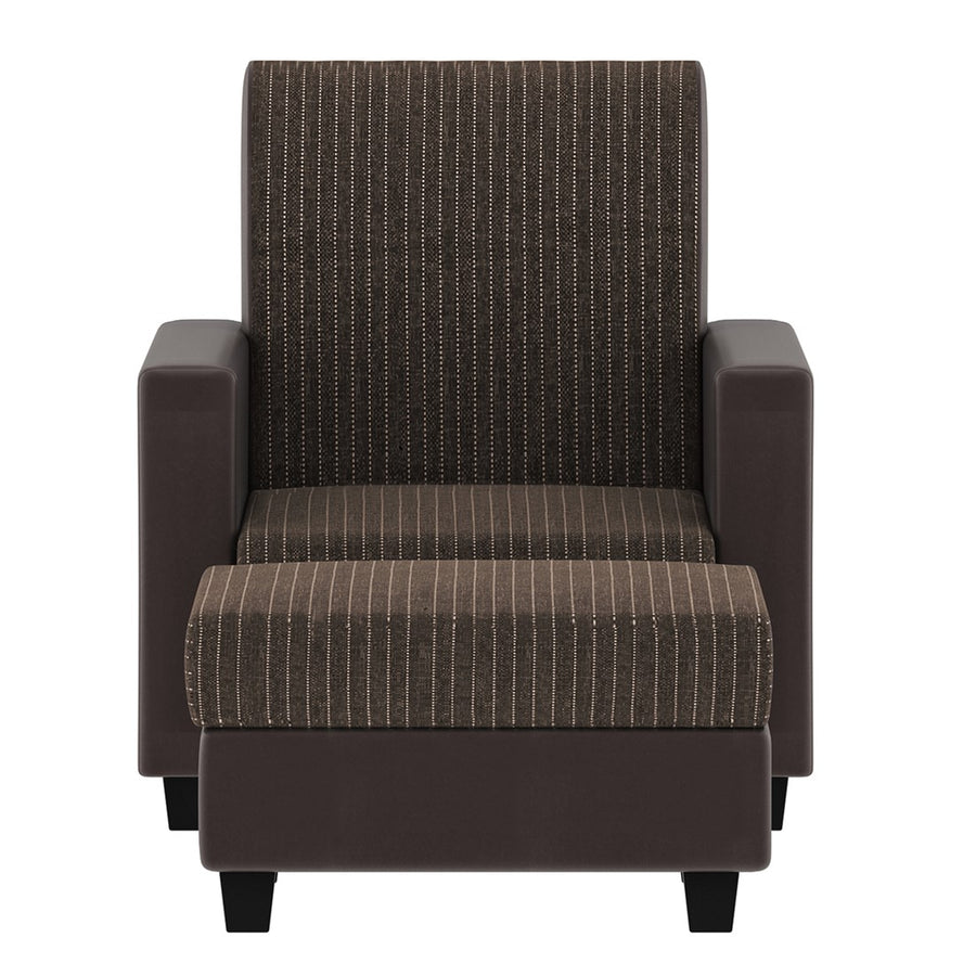 Baley Fabric Barrel Chair With Ottoman In Lama Brown Colour - Febonic Living