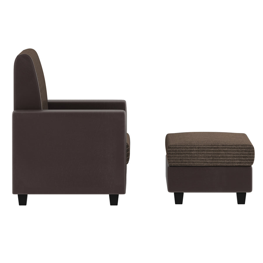 Baley Fabric Barrel Chair With Ottoman In Lama Brown Colour - Febonic Living