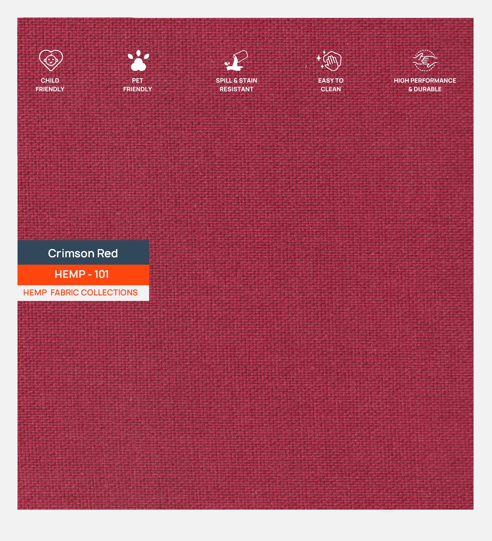 Polycotton Hemp Fabric Crimson Red 101 Code - Febonic Living