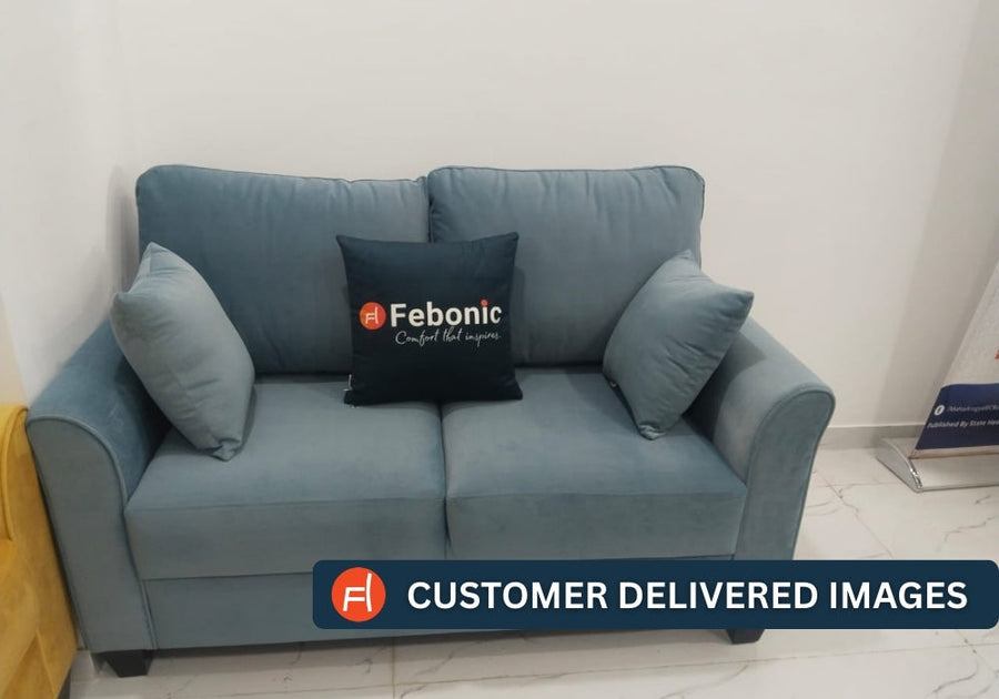 Daroo Velvet 2 Seater Sofa In Safforn Yellow Colour - Febonic Living