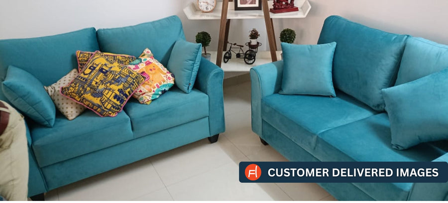 Daroo Velvet 2 Seater Sofa In Safforn Yellow Colour - Febonic Living