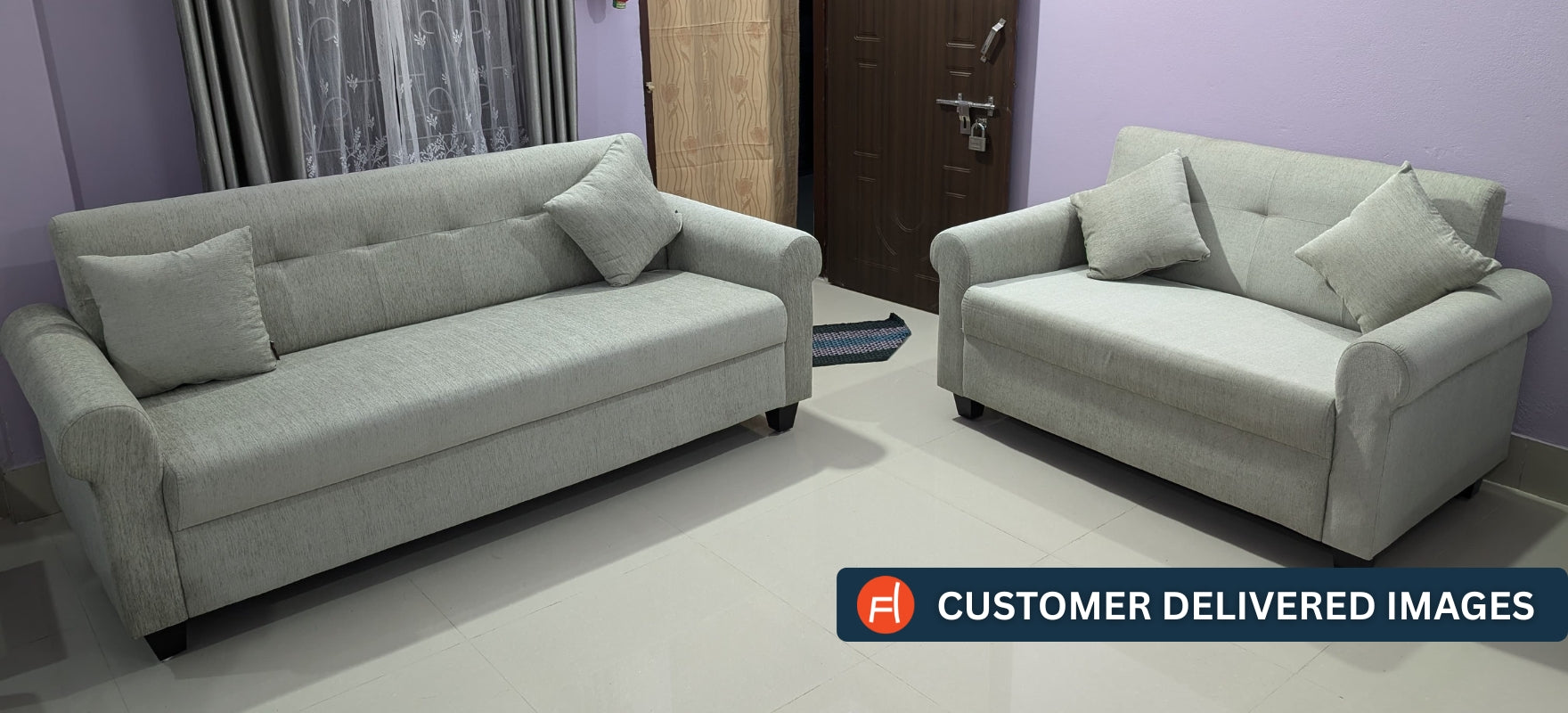 Derado Fabric 2 Seater Sofa In Ivory Cream Colour - Febonic Living