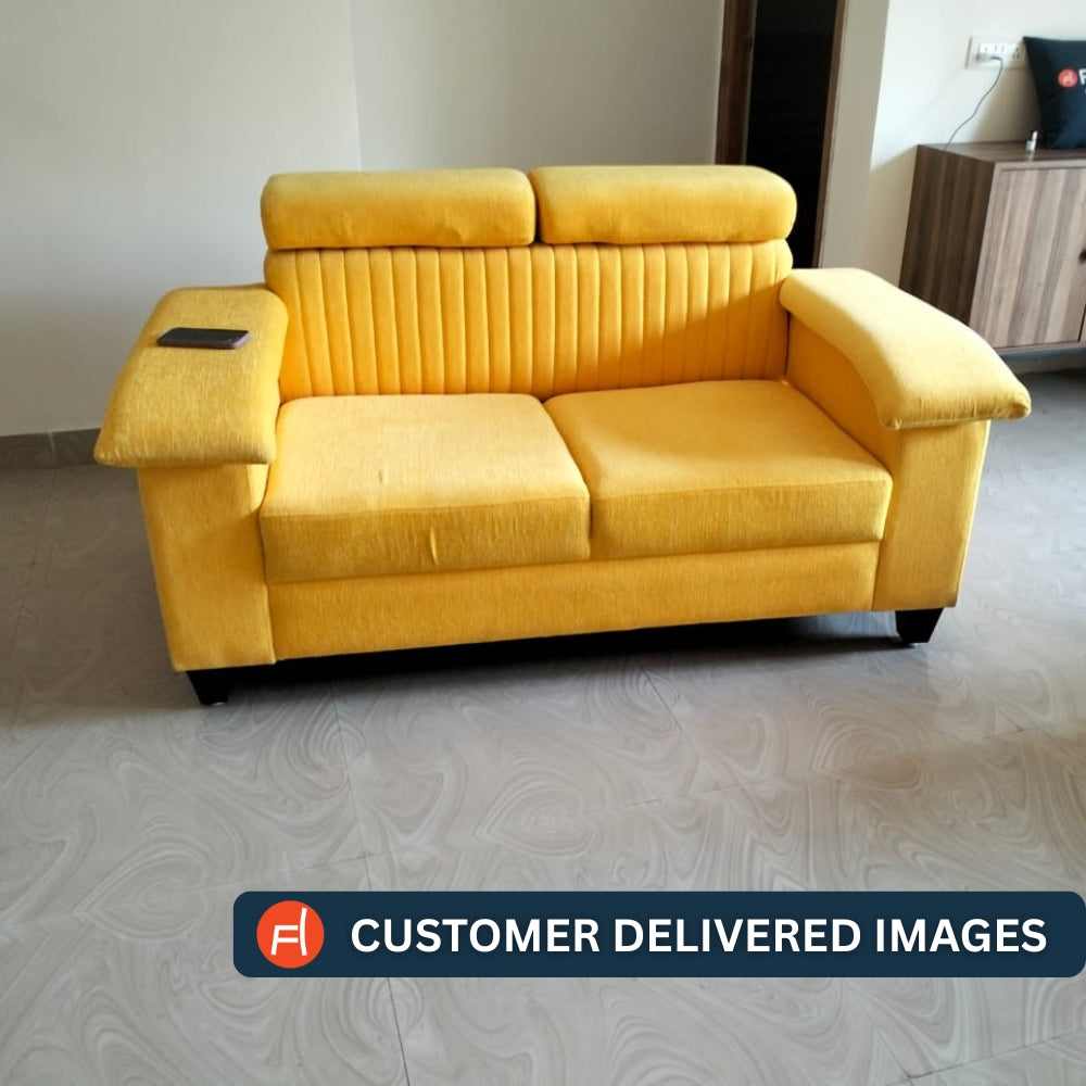 Draco Fabric 2 Seater Sofa In Zed Black Colour - Febonic Living
