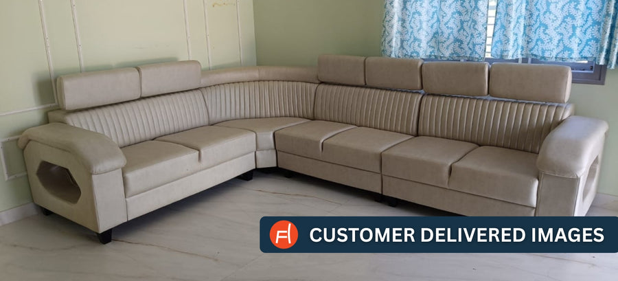 Draco Fabric 6 Seater Corner Sofa In Ash Grey Colour - Febonic Living