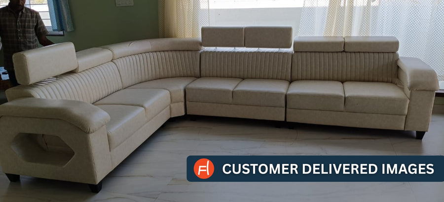 Draco Fabric 6 Seater Corner Sofa In Ash Grey Colour - Febonic Living