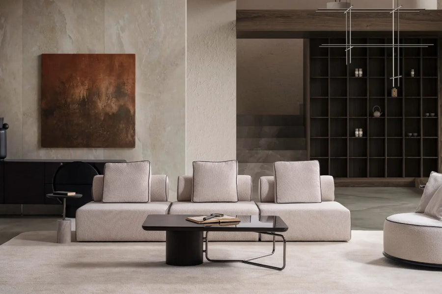 Avenger Boucle Fabric 6 Seater Corner Sofa In Mushroom Grey Colour - Febonic Living