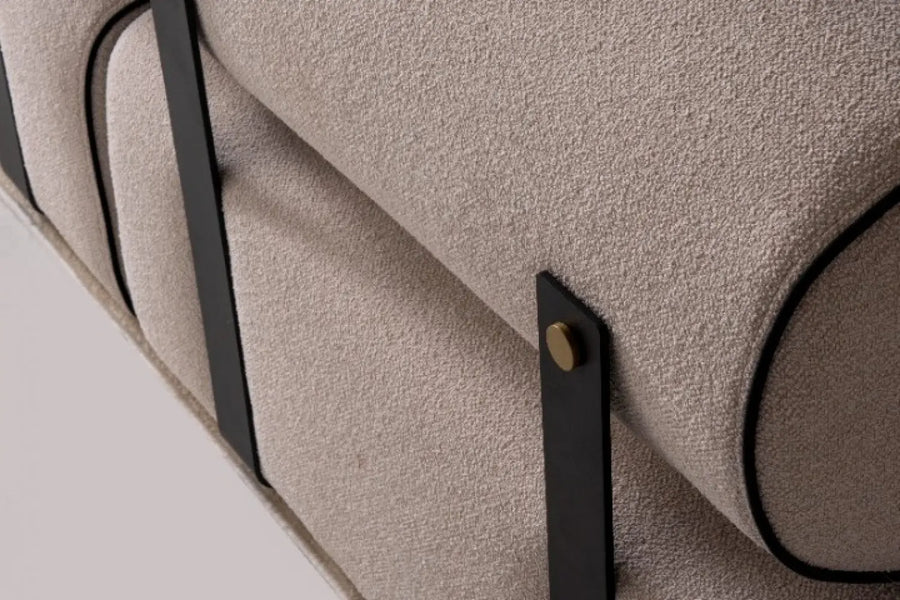 Avenger Boucle Fabric 6 Seater Corner Sofa In Mushroom Grey Colour - Febonic Living