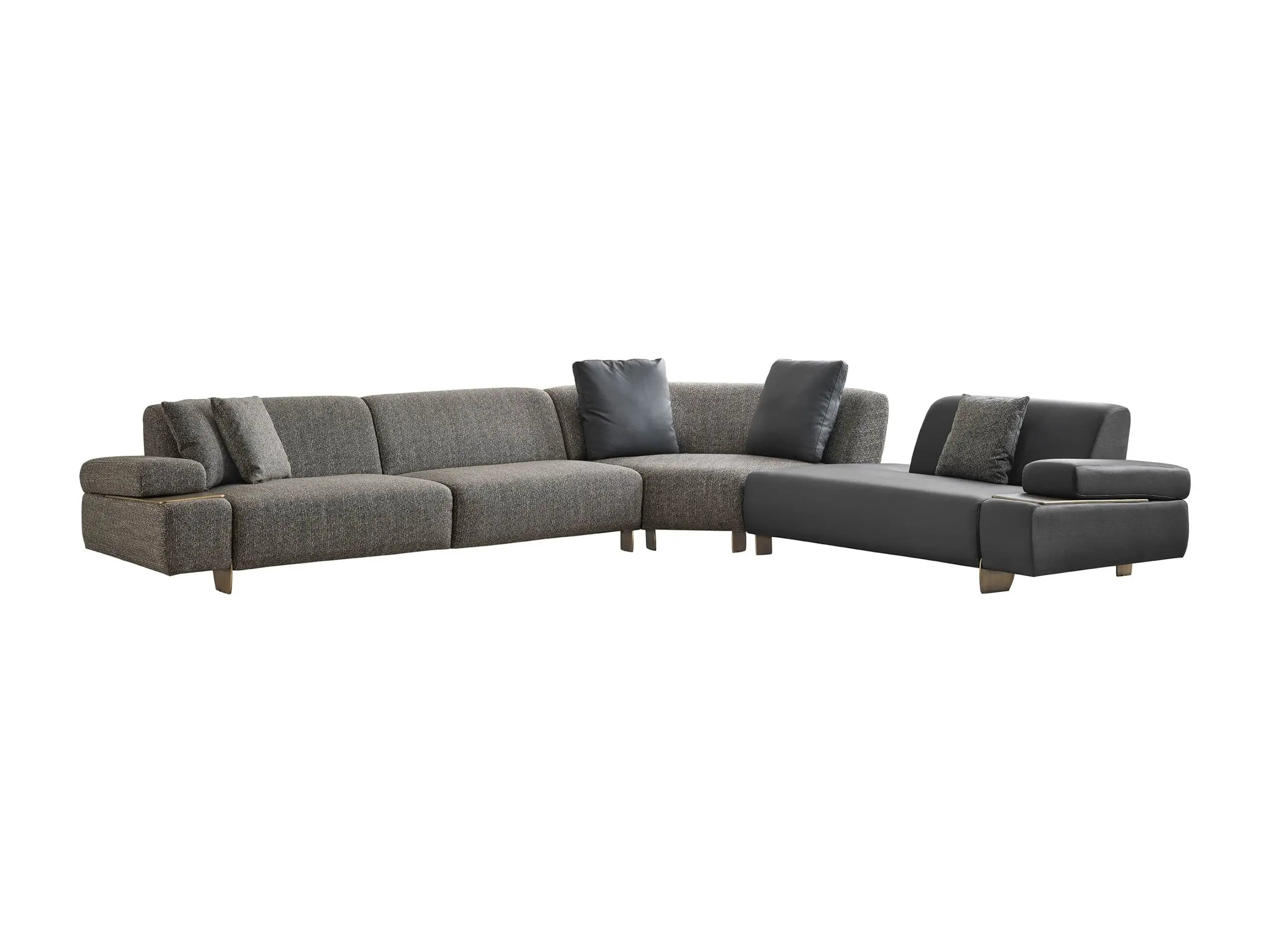 Akt Fabric 6 Seater Corner Sofa In Grey Colour Febonic Living