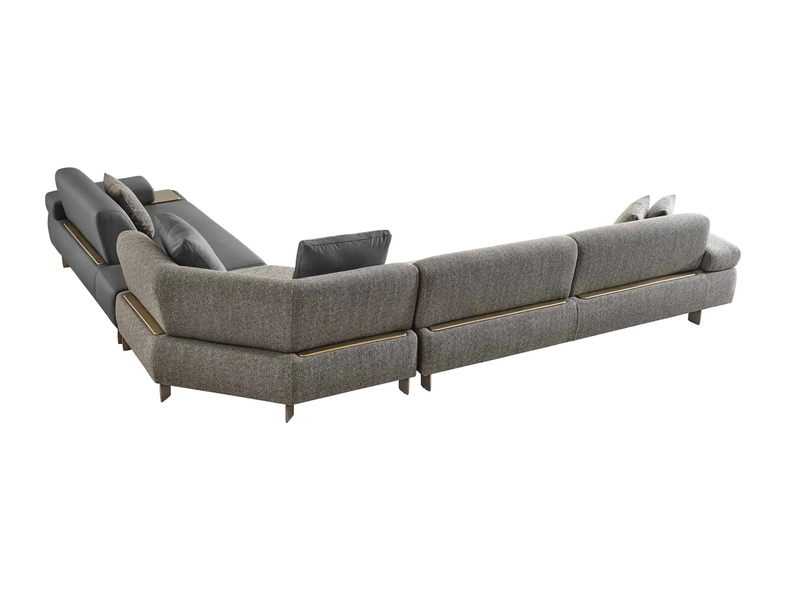 Akt Fabric 6 Seater Corner Sofa In Grey Colour Febonic Living