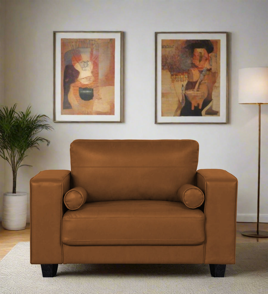 Darwin  1 Seater Leatherette Sofa - Cinnamon Brown by Febonic Living