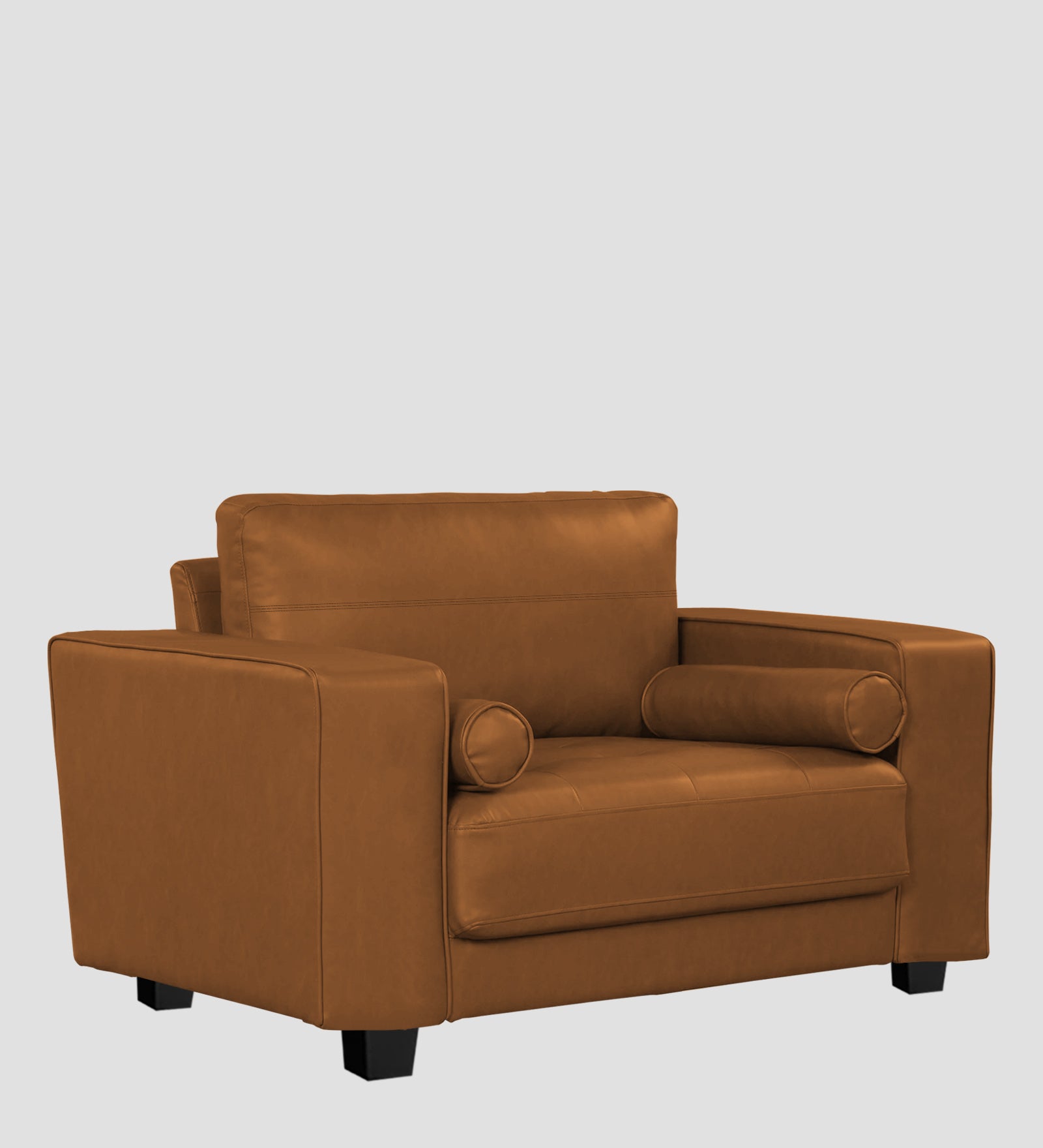 Darwin Leatherette 1 Seater Sofa In Cinnamon Brown Colour - Febonic Living