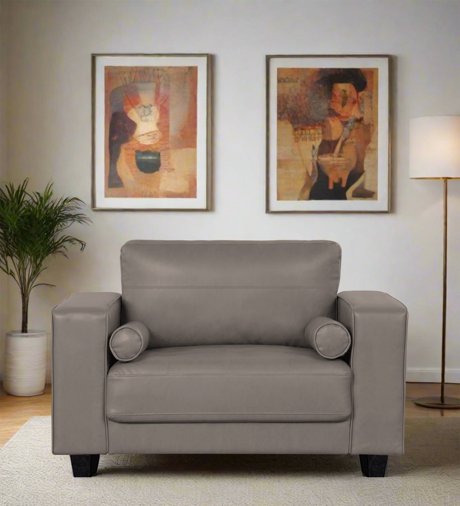 Darwin Leatherette 1 Seater Sofa In Steel Grey Colour - Febonic Living