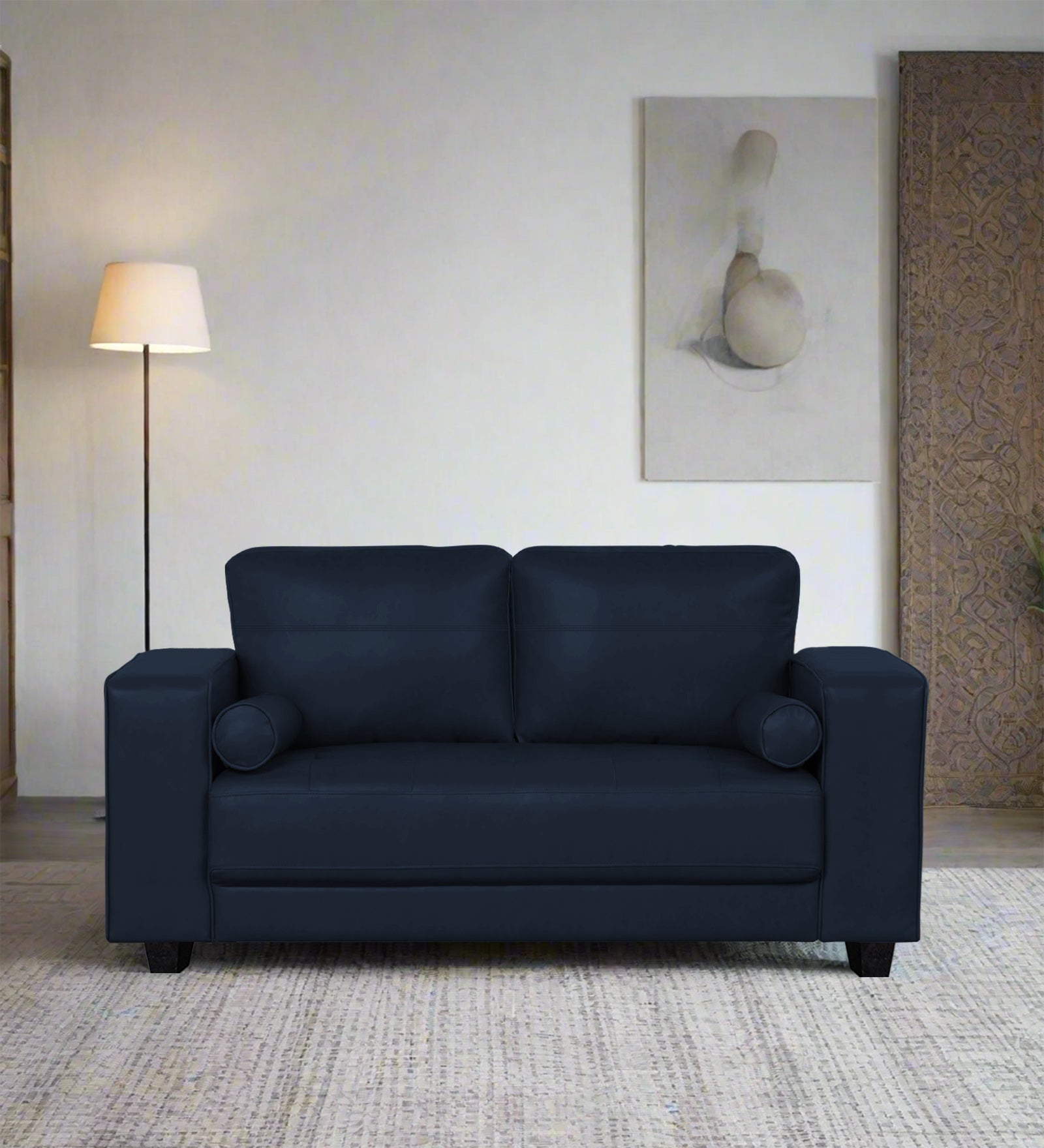 Darwin Leatherette 2 Seater Sofa In Berry Blue Colour - Febonic Living