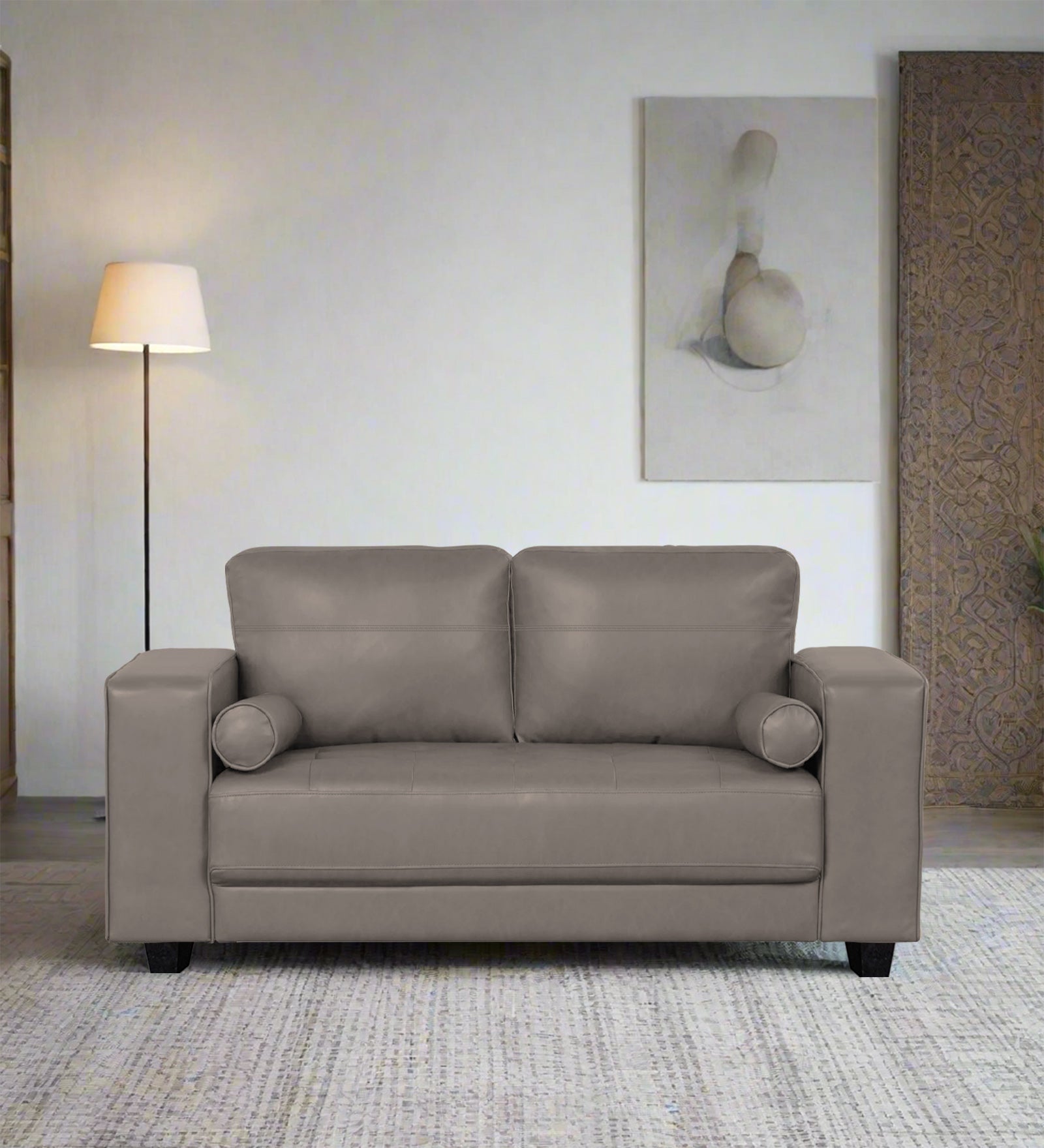 Darwin Leatherette 2 Seater Sofa In Steel Grey Colour - Febonic Living