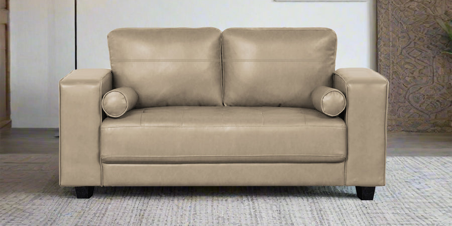 Darwin Leatherette 2 Seater Sofa In Tan Beige Colour - Febonic Living