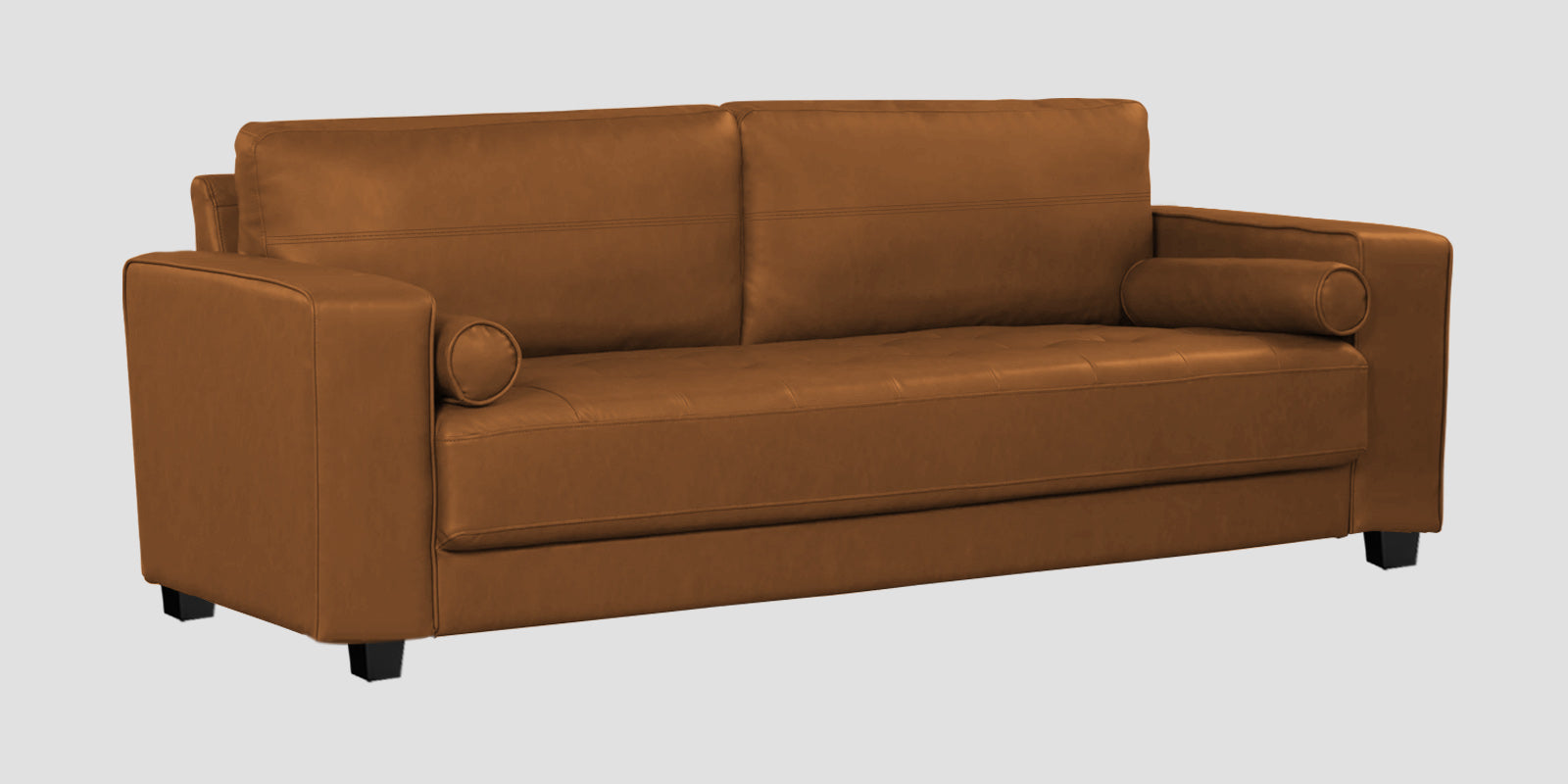 Darwin Leatherette 3 Seater Sofa In Cinnamon Brown Colour - Febonic Living