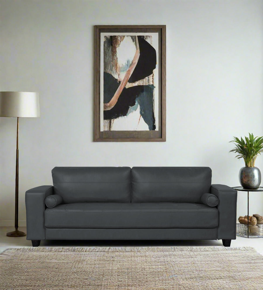 Darwin 3 Seater Leatherette Sofa - Pepper Grey by Febonic Living