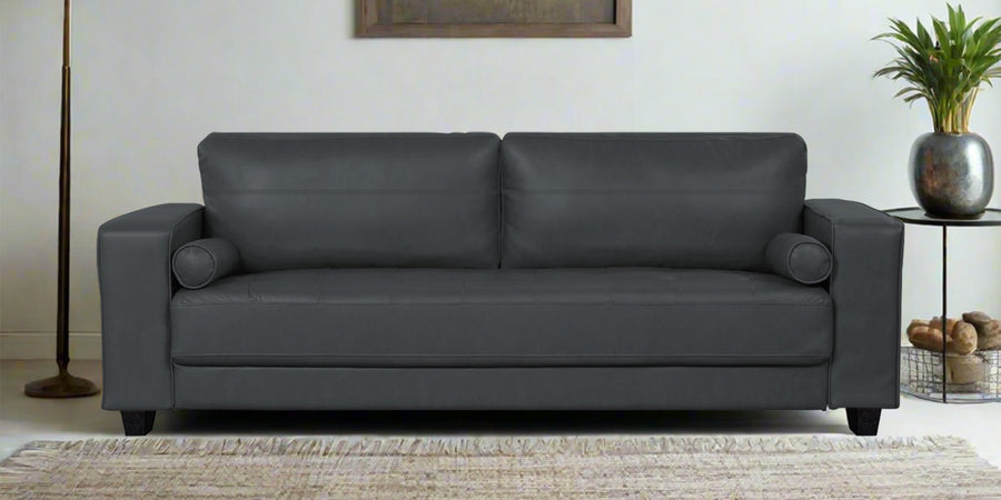 Darwin Leatherette 3 Seater Sofa In Pepper Grey Colour - Febonic Living