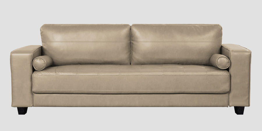 Darwin Leatherette 3 Seater Sofa In Tan Beige Colour - Febonic Living