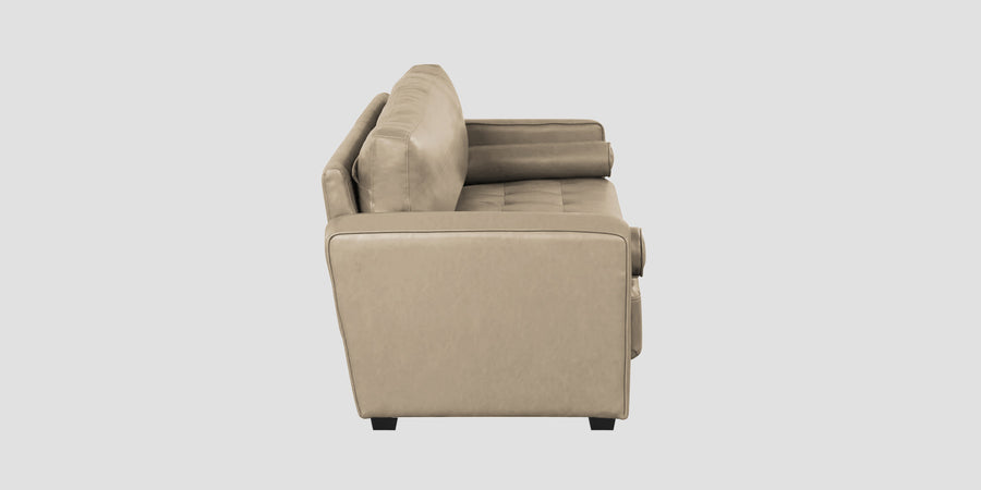 Darwin Leatherette 3 Seater Sofa In Tan Beige Colour - Febonic Living