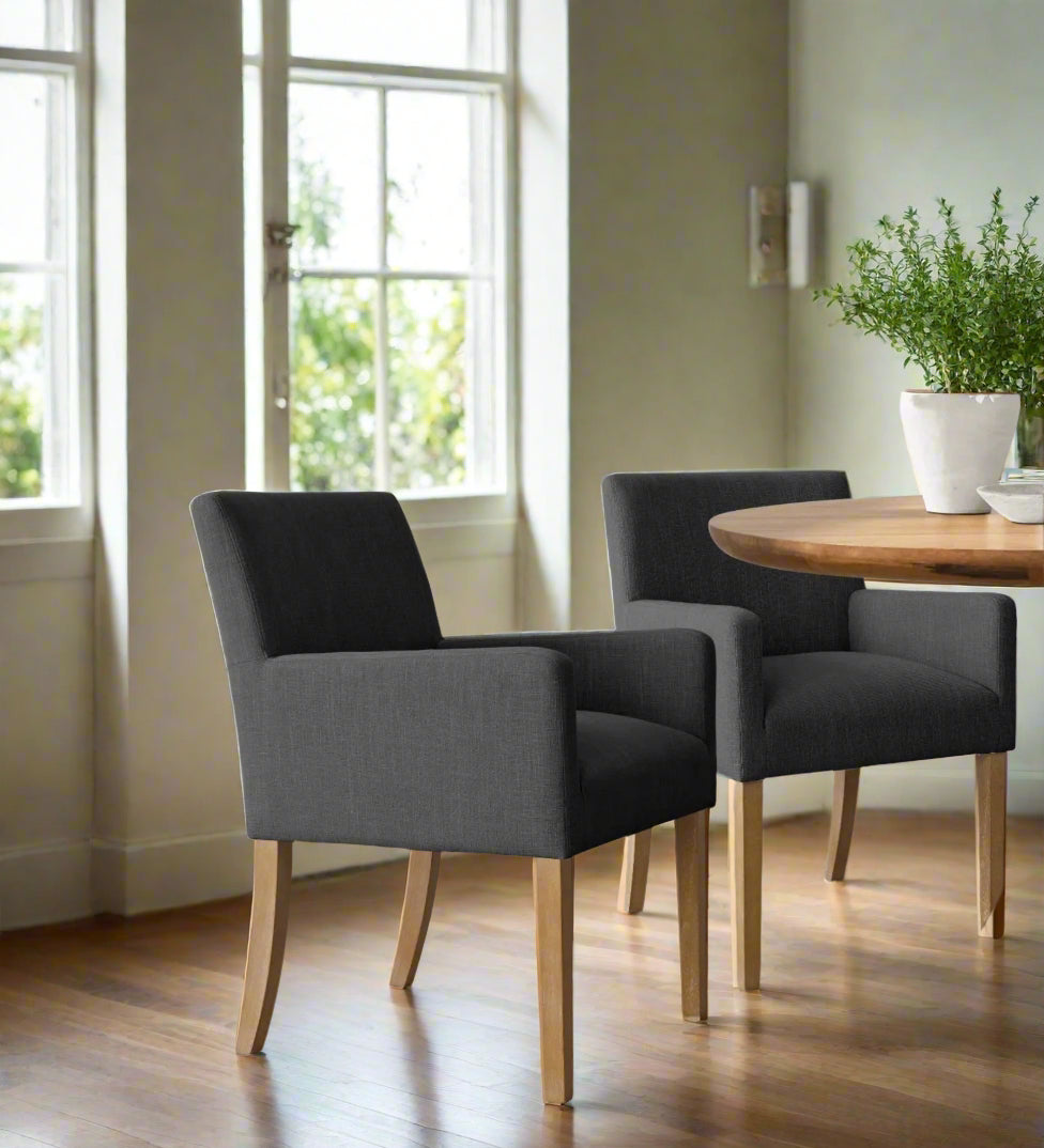 Dante Fabric Dining Chair In Chalk Grey Colour (Set of 2)