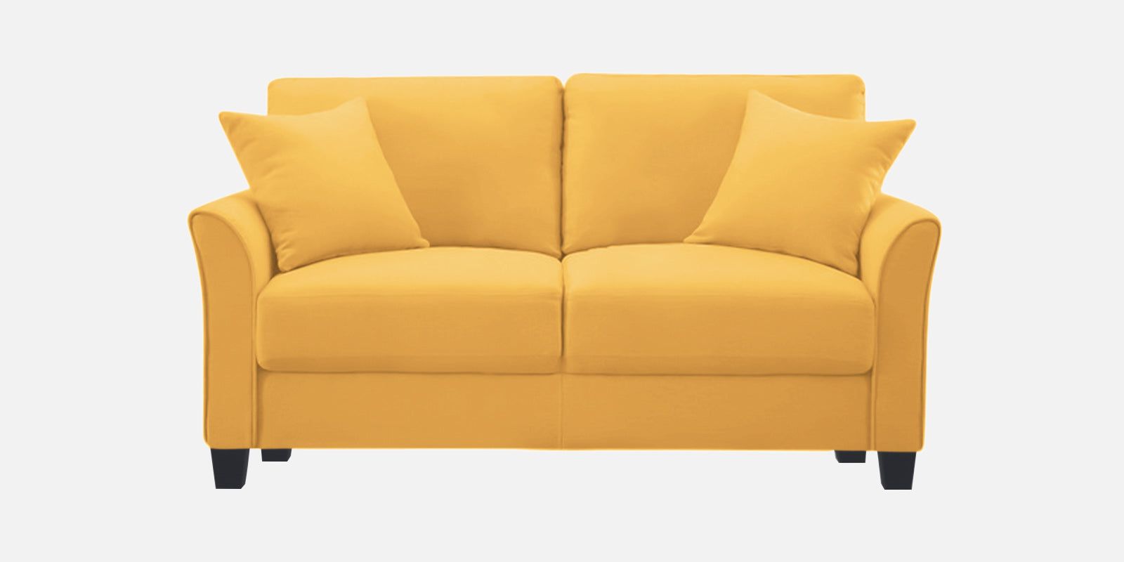 Daroo Velvet 2 Seater Sofa In Turmeric Yellow Colour Sofa front - Febonic Living