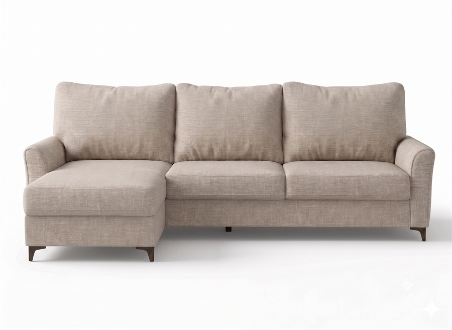 Daroox L Shape Fabric Sofa - Taupe Cream