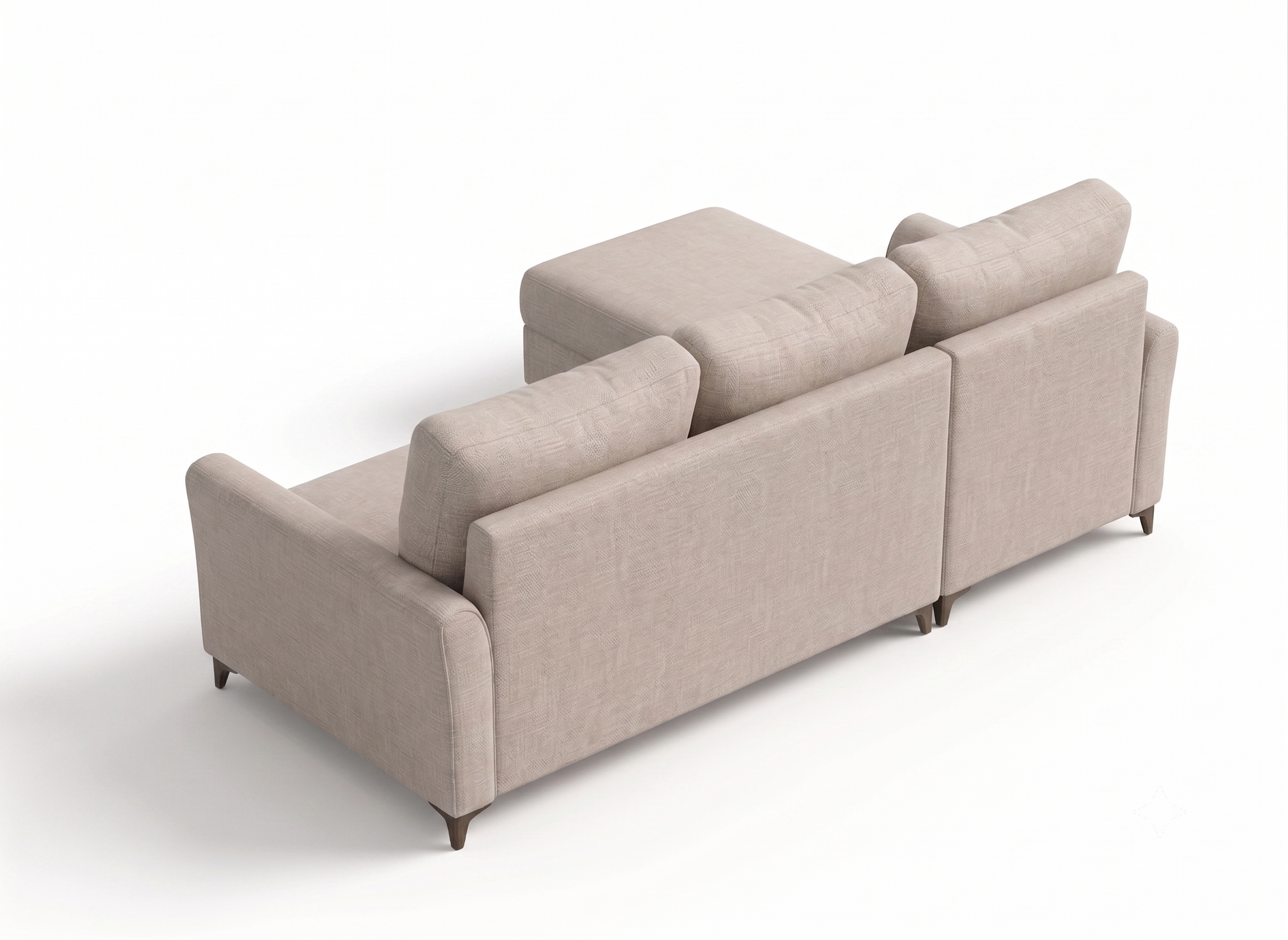 Daroox L Shape Fabric Sofa - Taupe Cream