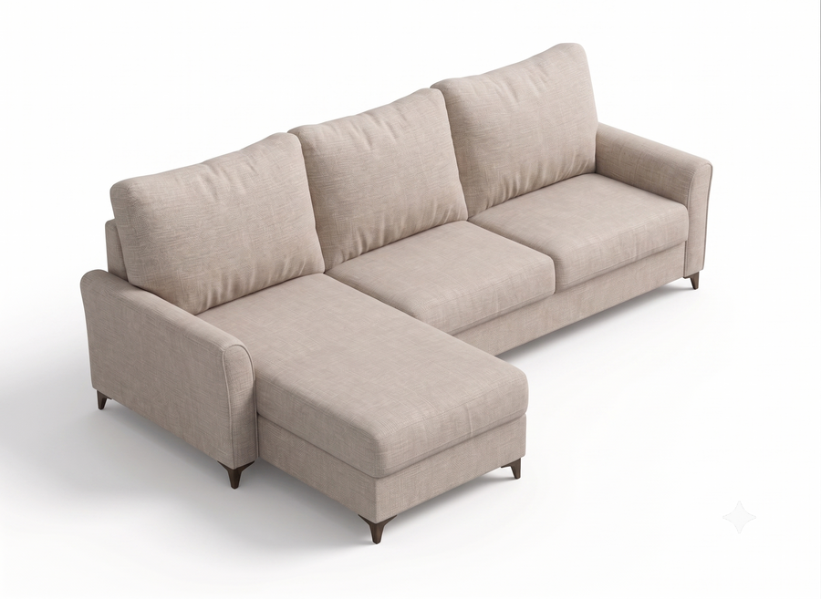 Daroox L Shape Fabric Sofa - Taupe Cream