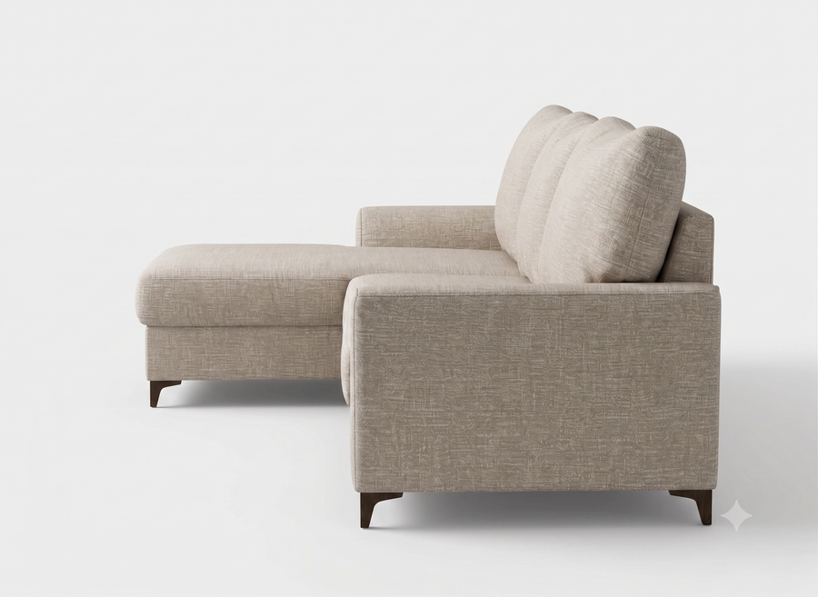 Daroox L Shape Fabric Sofa - Taupe Cream