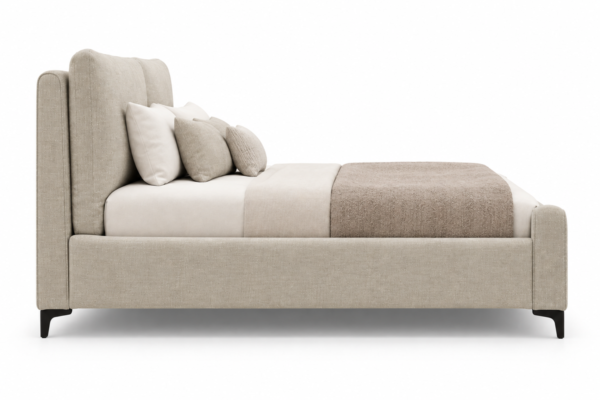 Daroox Upholstered King Size Bed - Taupe Cream