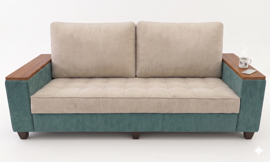 Darwin 3 Seater Fabric Sofa - Jade Green And Beige