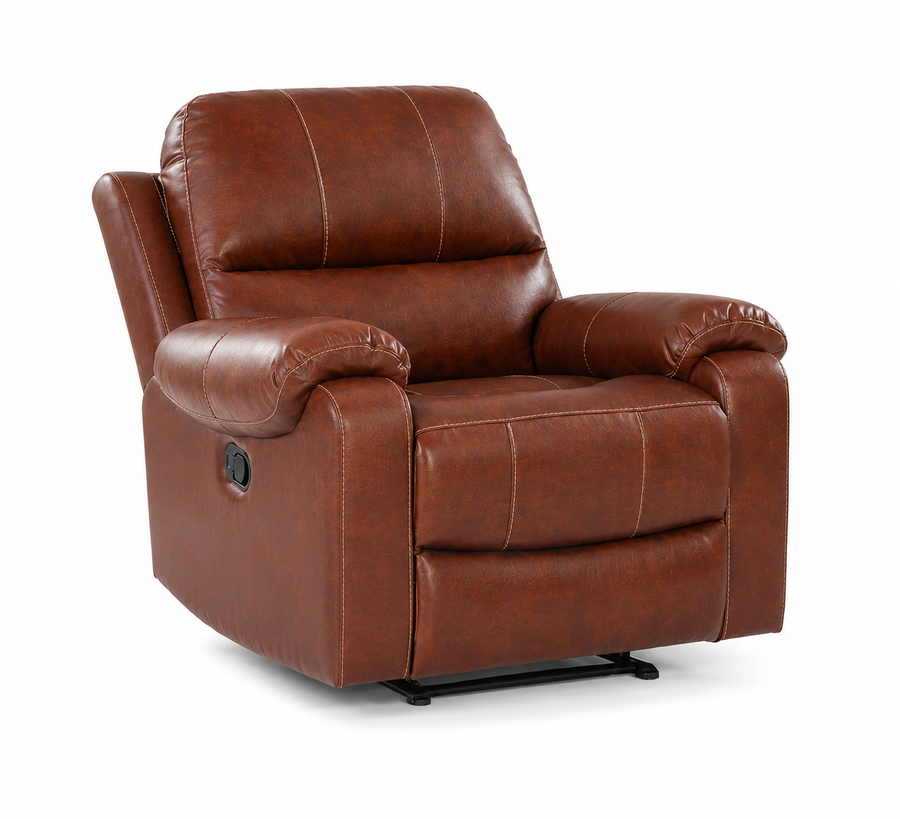 Davis 1 Seater Motorized Leatherette Recliner - Brown - Clear View by Febonic Living